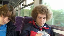 Ash and Ryan on the early train from Fort William to Mallaig